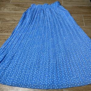 Blue Polka Dot Midi Flowy Skirt Medium